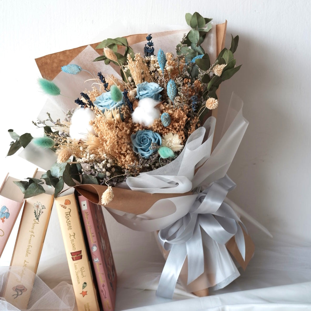 Bella - Cyan (3 Preserved Blue Roses)