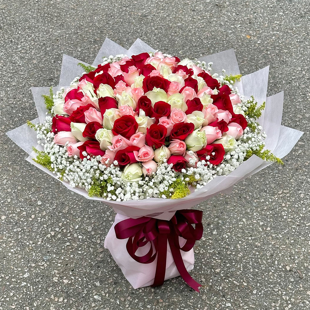 99 Roses - Exquisite Venus (Red, Pink and White Roses)