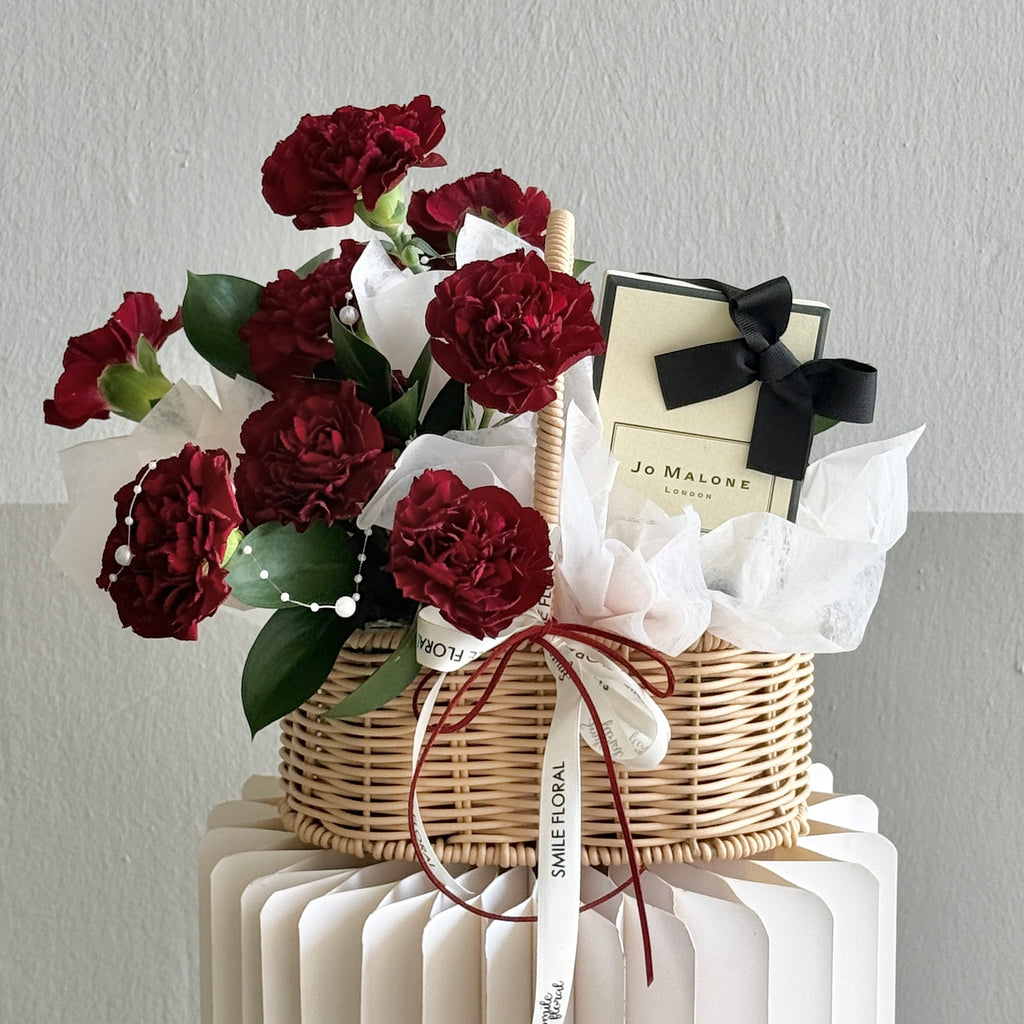 Cherry Joy with Perfume (12 Maroon Carnations)