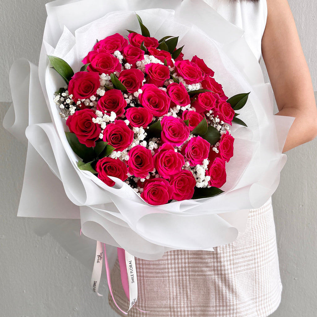 Magenta Charm (30 Hot Pink Roses)