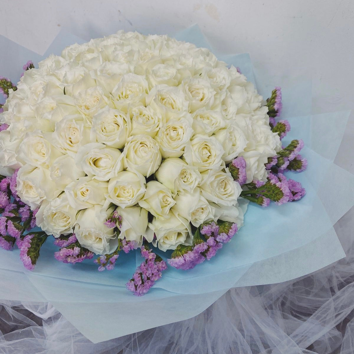 99 Roses Blooming Love White roses in Singapore