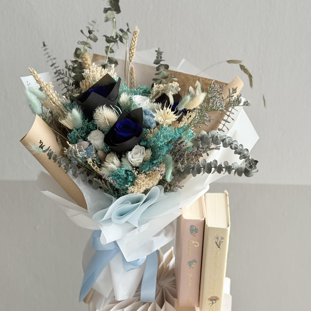 Bella - Sapphire (3 Preserved Blue Roses)