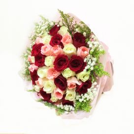 99 Roses - Exquisite Venus (Red, Pink and White Roses) 