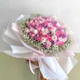 99 Roses - Love Ballad (Dark Pink, Light Pink and Purple Roses)