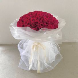 99 Roses - Enchanted Tulle (Red in White Mesh)
