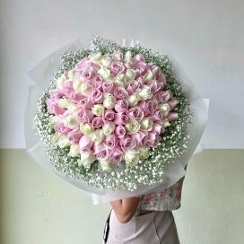 99 Roses - Love Ballad (Light Pink and White Roses)